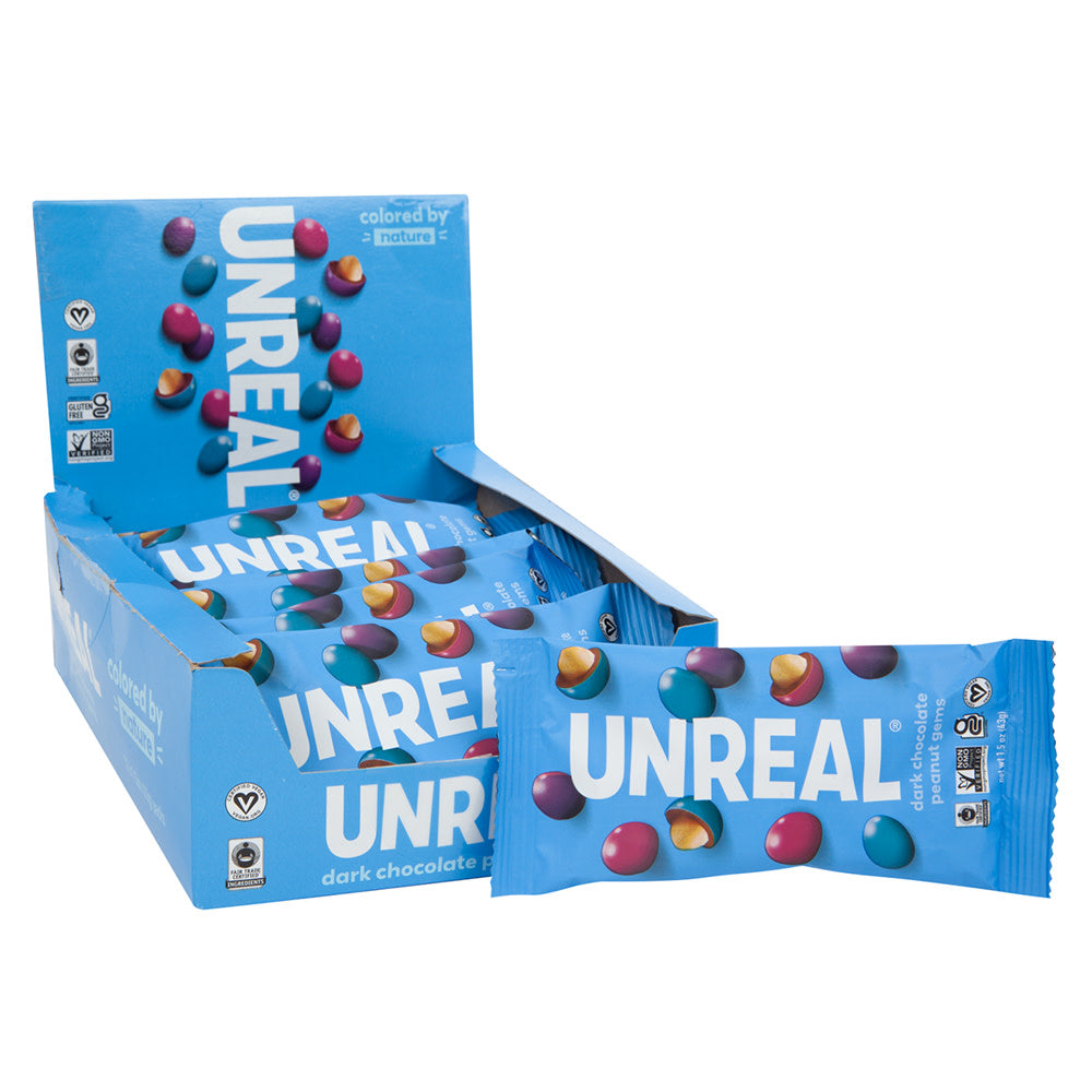 Wholesale Unreal Dark Chocolate Peanut Gems 1.5 Oz- Bulk