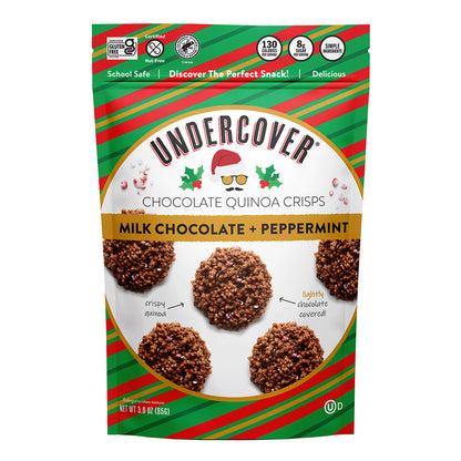 Wholesale Undercover Milk Chocolate Peppermint Quinoa Crisps 3 Oz Pouch- Bulk