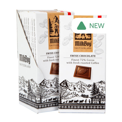 Wholesale Milkboy 72% Swiss Dark Chocolate Roast Coffee 3.5 Oz Bar- Bulk