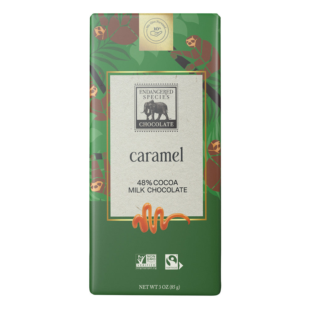 Wholesale Endangered Species Caramel Milk Chocolate Bar 3 Oz- Bulk