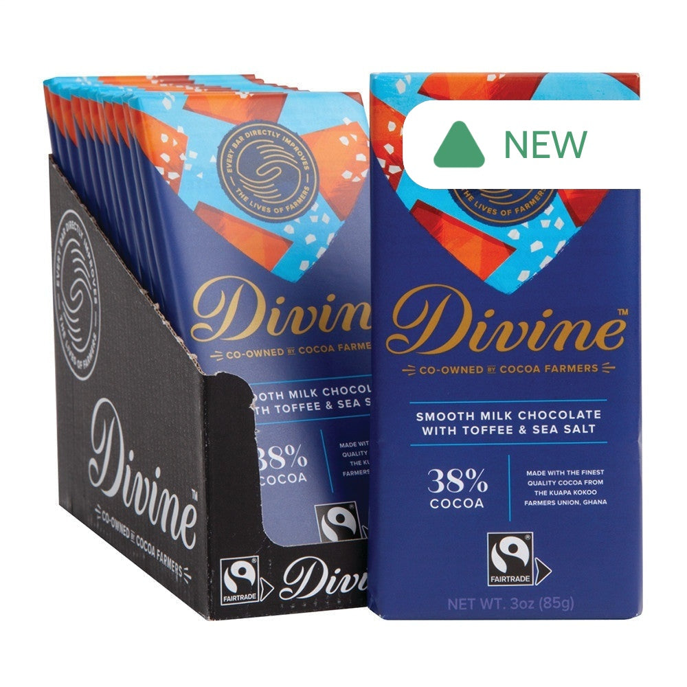 Wholesale Divine Milk Chocolate With Toffee & Sea Salt 3 Oz Bar- Bulk
