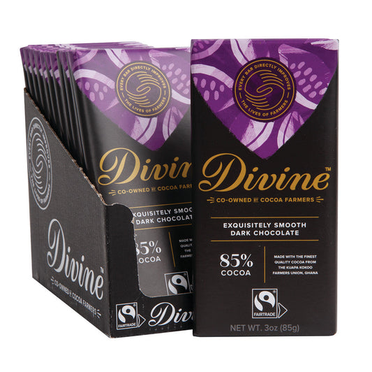 Wholesale Divine 85% Dark Chocolate 3 Oz Bar- Bulk