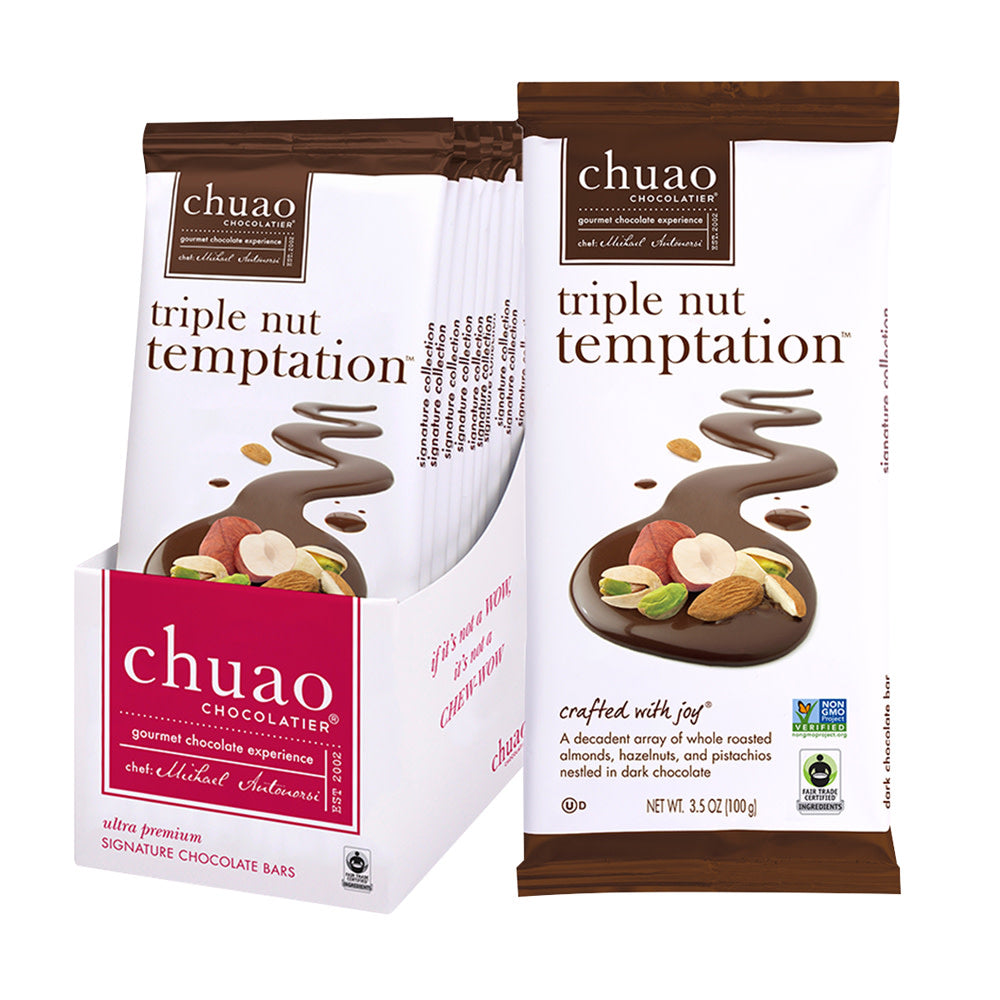 Wholesale Chuao Dark Chocolate Triple Nut Temptation 3.5 Oz Bar- Bulk