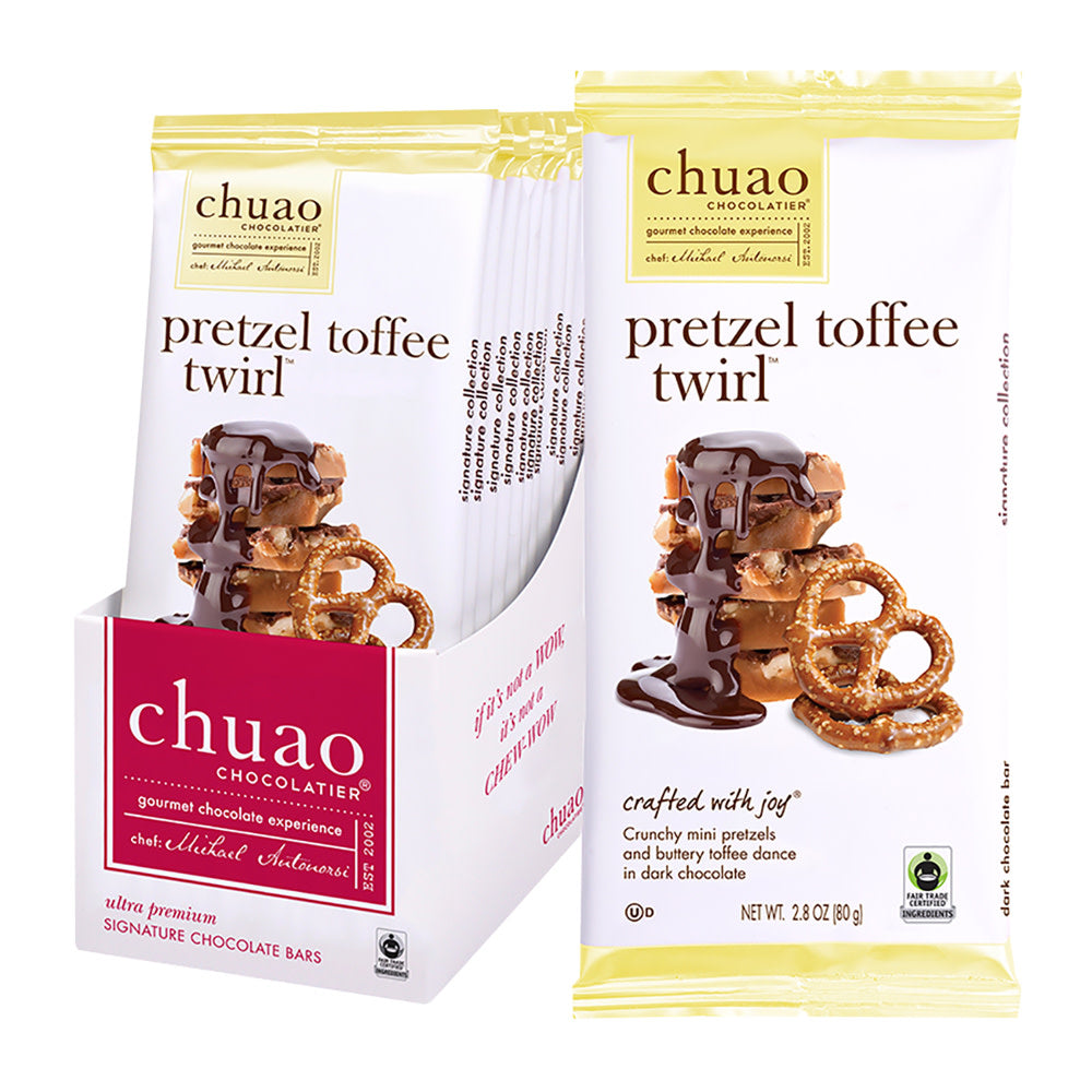Wholesale Chuao Dark Chocolate Pretzel Toffee Twirl 2.8 Oz Bar- Bulk