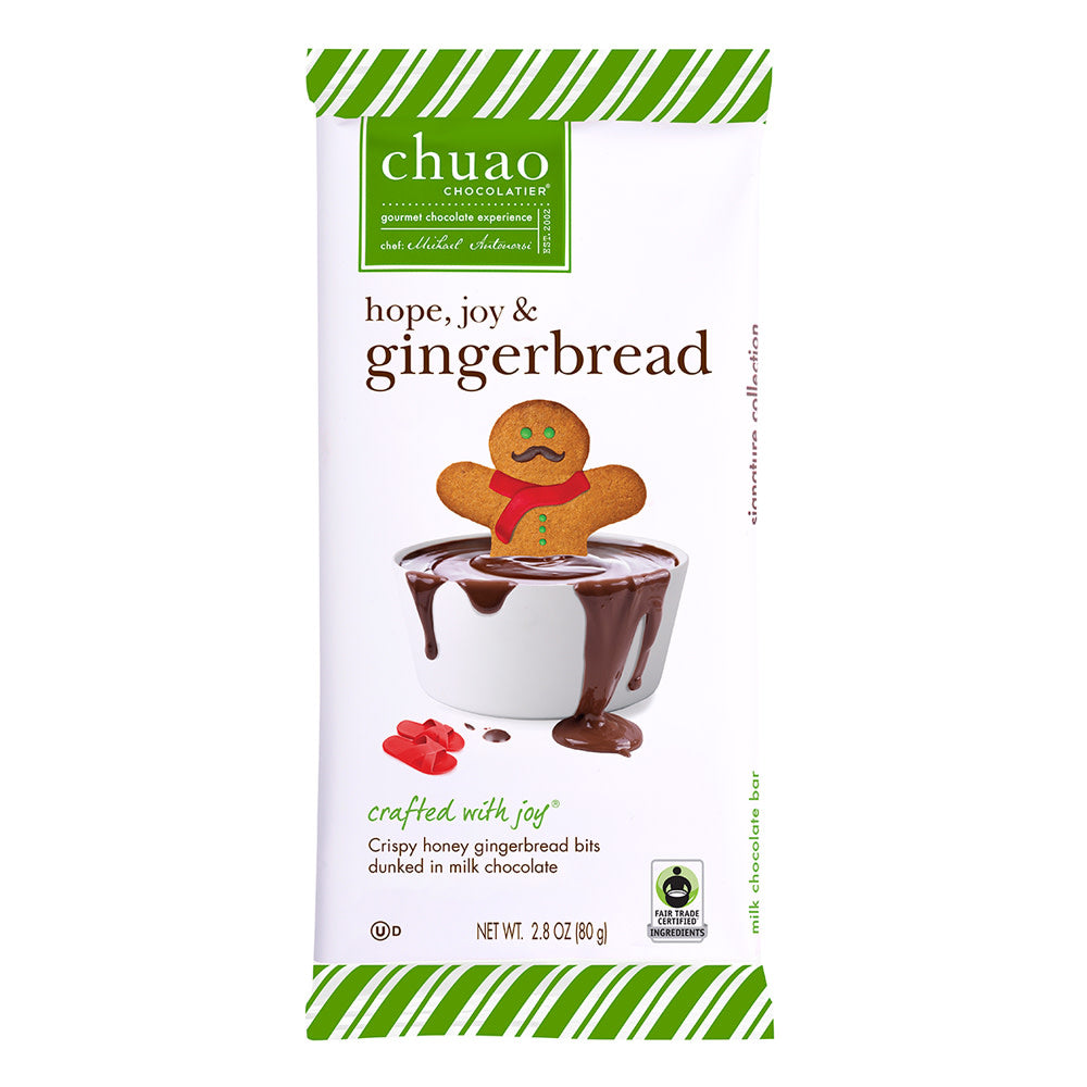 Wholesale Chuao Milk Chocolate Hope, Joy And Gingerbread 2.8 Oz Bar- Bulk