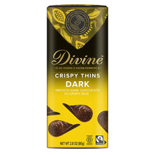 Wholesale Divine Dark Chocolate Crispy Thins 2.8 Oz Box- Bulk