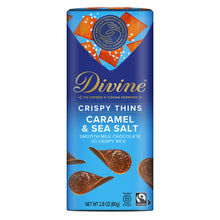 Wholesale Divine Milk Chocolate With Caramel & Sea Salt Crispy Thins 2.8 Oz Box- Bulk