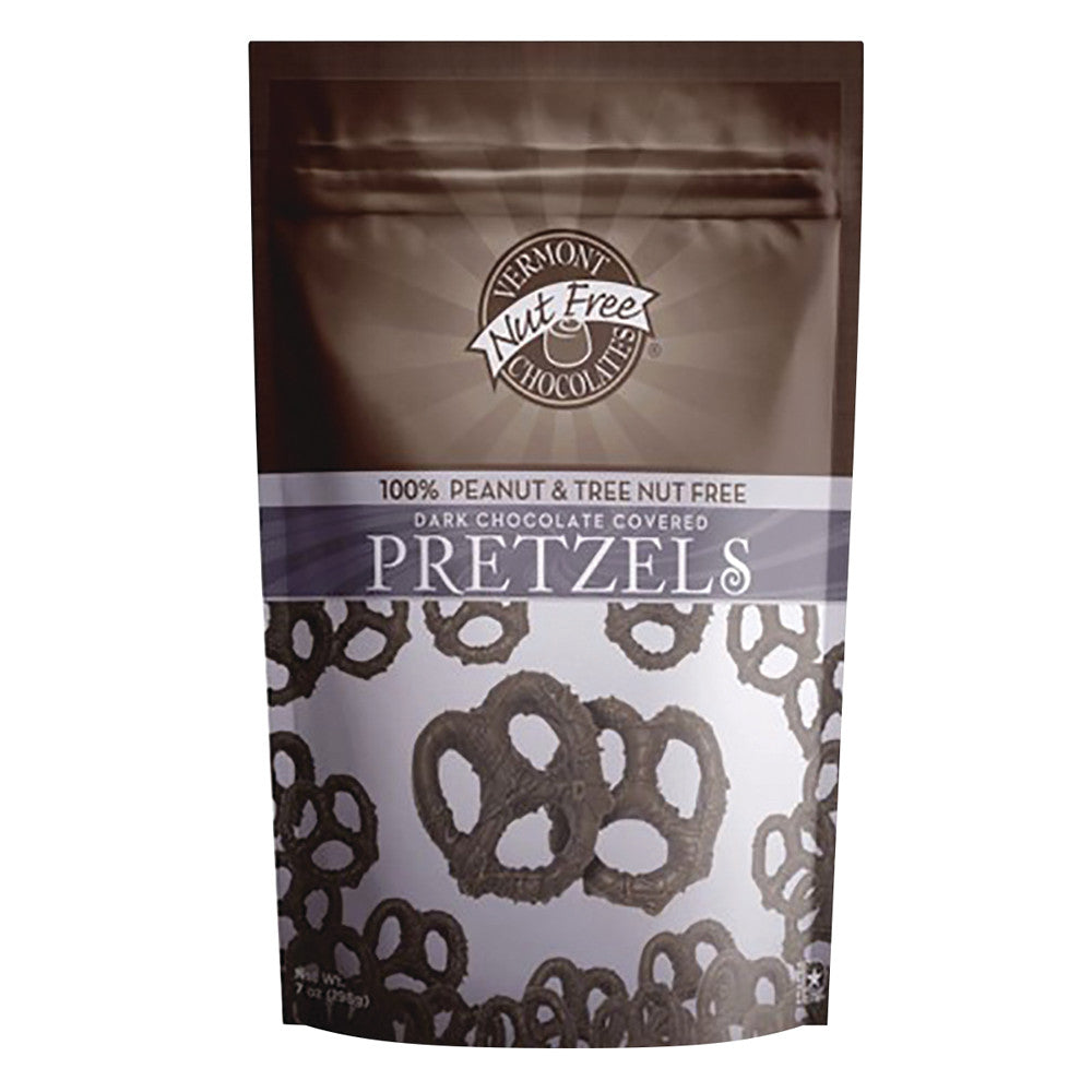 Wholesale Vermont Nut Free Chocolates Dark Chocolate Covered Pretzels 5 Oz Pouch- Bulk