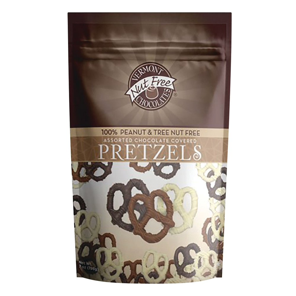 Wholesale Vermont Nut Free Chocolates Assorted Chocolate Covered Pretzels 5 Oz Pouch- Bulk