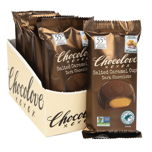 Wholesale Chocolove Dark Chocolate Salted Caramel Cups 1.2 Oz- Bulk