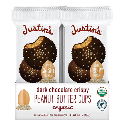 Wholesale Justin'S Dark Chocolate Crispy Peanut Butter Cups 2 Pack 1.32 Oz- Bulk