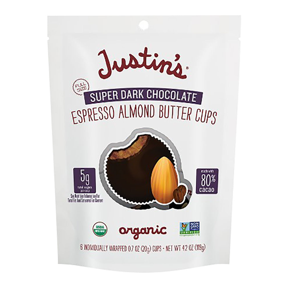 Wholesale Justin'S Super Dark Chocolate Espresso Almond Butter Cups 4.2 Oz Pouch- Bulk