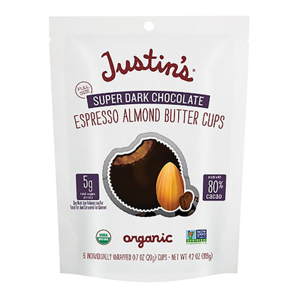 Wholesale Justin'S Super Dark Chocolate Espresso Almond Butter Cups 4.2 Oz Pouch- Bulk