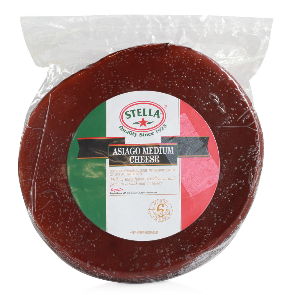 Wholesale Stella Each Asiago Mellow Brown Wax Cheese- Bulk