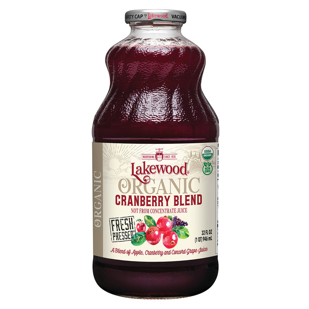 Wholesale Lakewood Organic Juices Pure Organic Cranberry Blend 32 Oz Bottle- Bulk