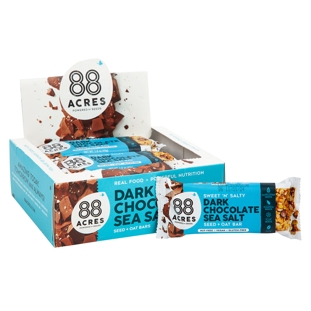 Wholesale 88 Acres Dark Chocolate Sea Salt Seed And Oat Bar 1.6 Oz Bar- Bulk