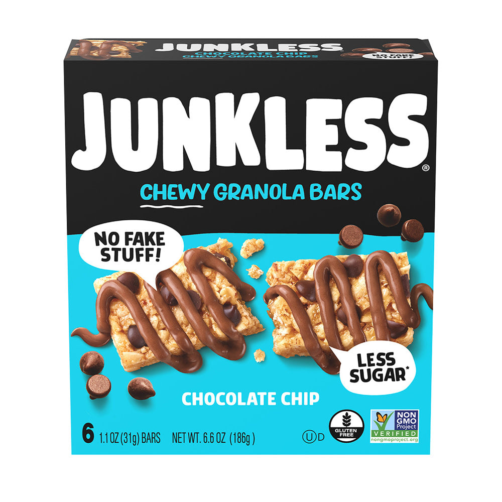 Wholesale Junkless Chocolate Chip Bars 6 Count Box- Bulk