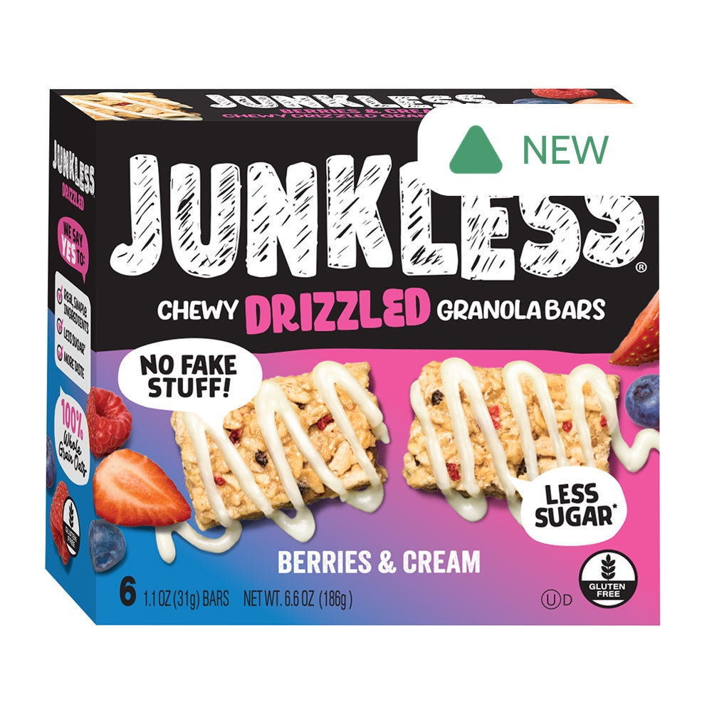 Wholesale Junkless Chewy Drizzled Granola Bars Berries And Cream 6.6 Oz Box 6 Count- Bulk