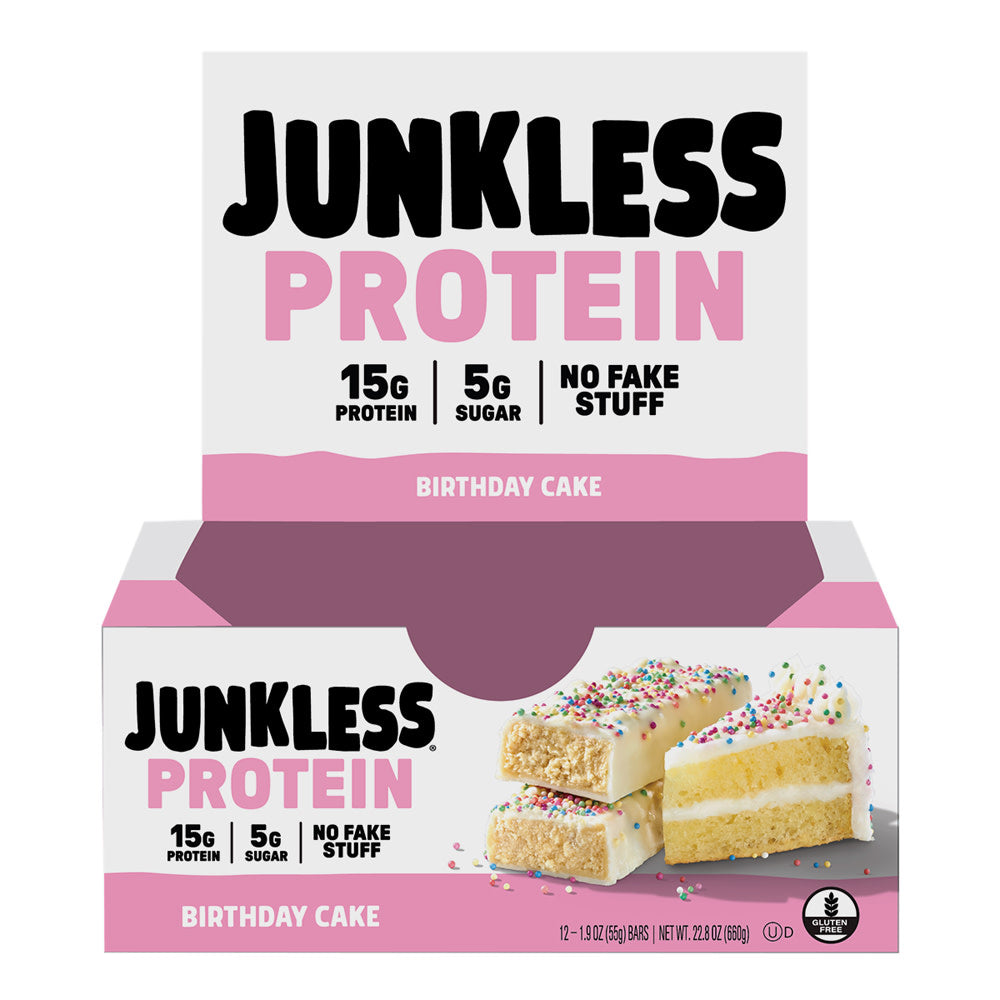 Wholesale Junkless - Birthday Cake Pro Bars - 1.9Oz- Bulk
