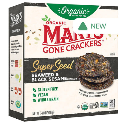 Wholesale Mary'S Gone Crackers Super Seed Seaweed & Black Sesame Crackers 4 Oz Box- Bulk