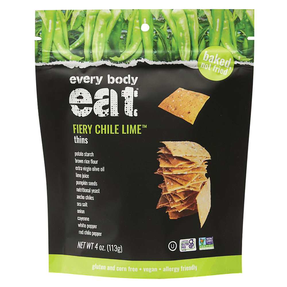 Wholesale Every Body Eat Fiery Chile Lime Thins 4 Oz Pouch- Bulk