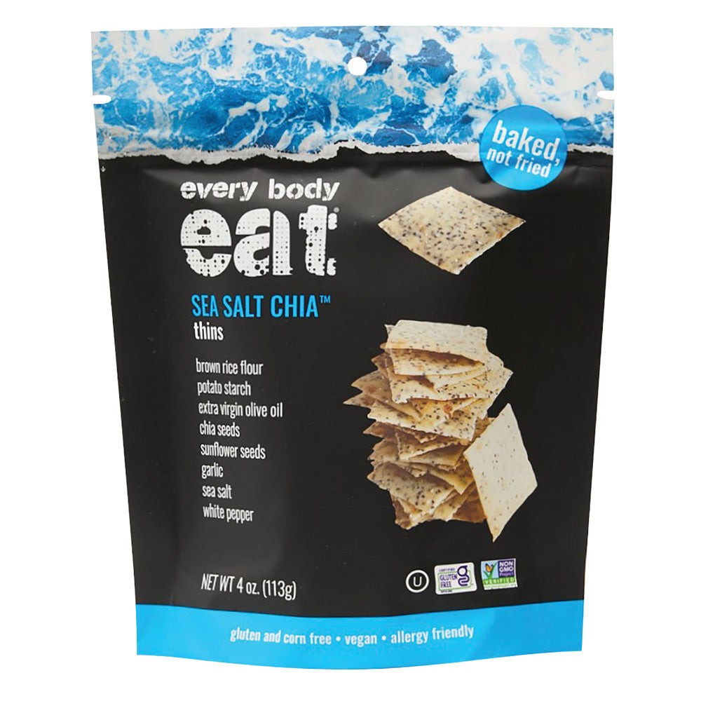 Wholesale Every Body Eat Sea Salt Chia Thins 4 Oz Pouch- Bulk