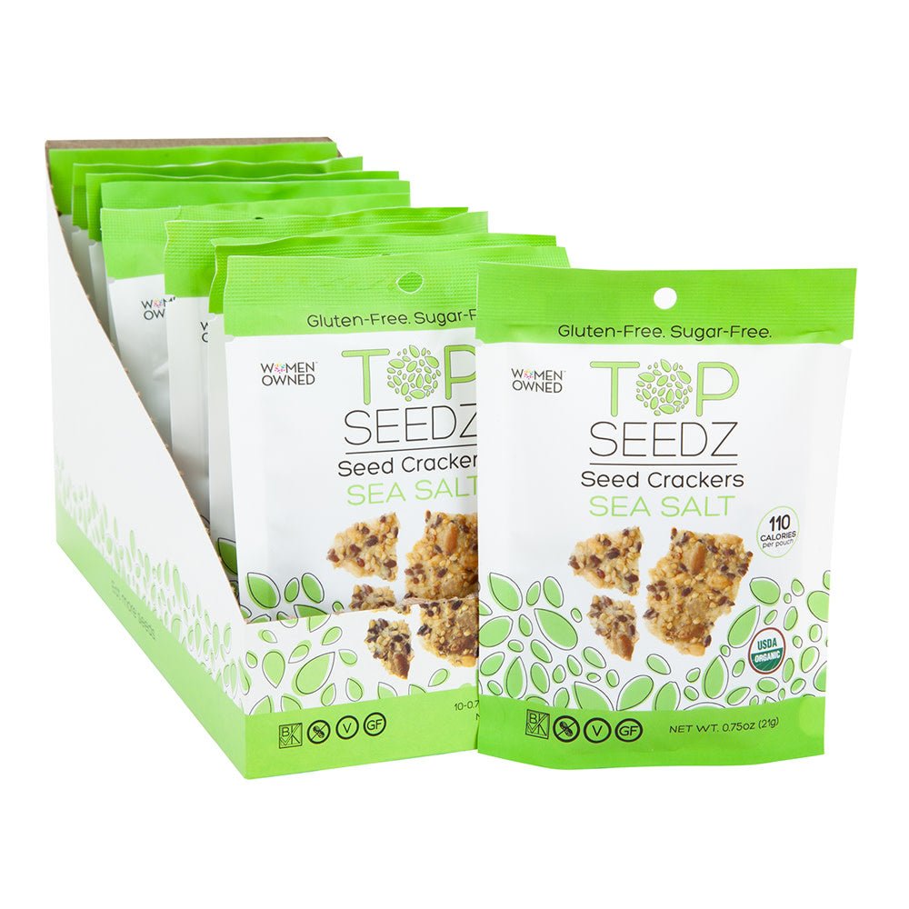 Wholesale Top Seedz Sea Salt Snack Pack Crackers 0.75 Oz Peg Bag- Bulk