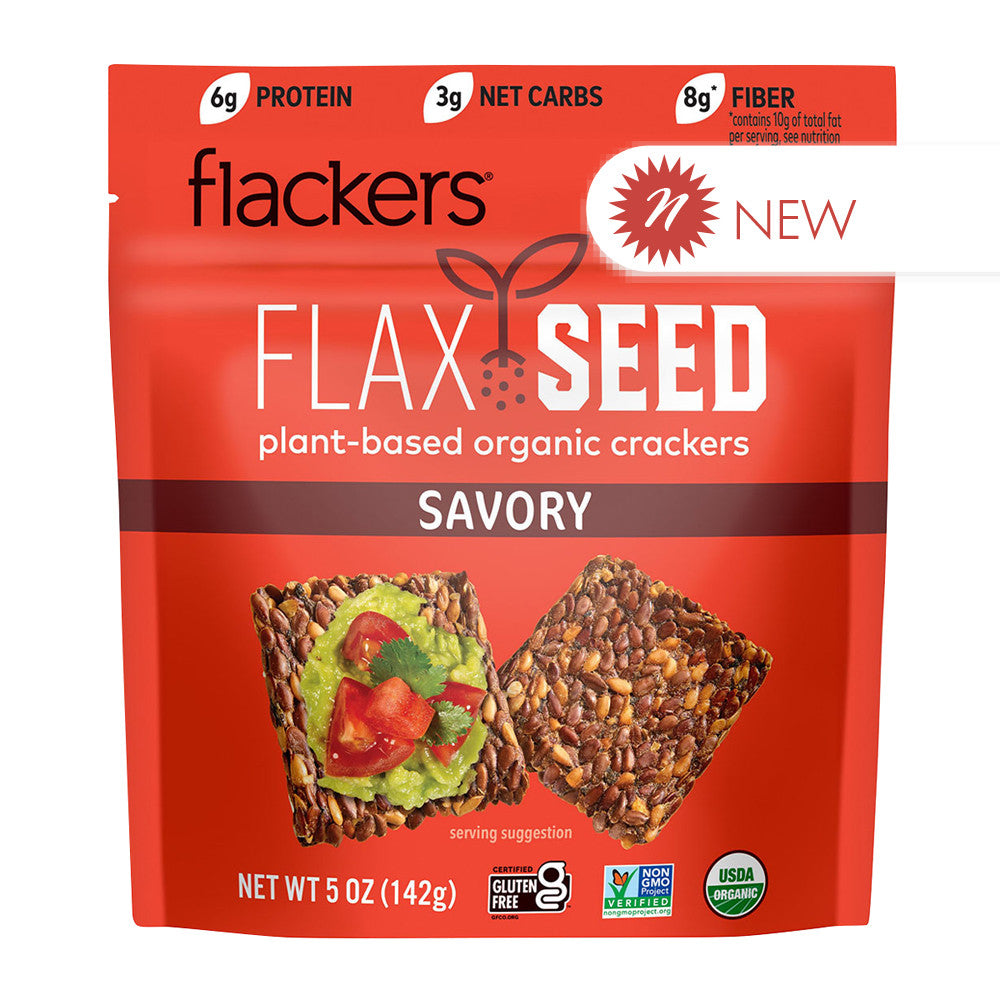 Wholesale Flackers - Flax Seed Crackers - Savory - 5Oz- Bulk
