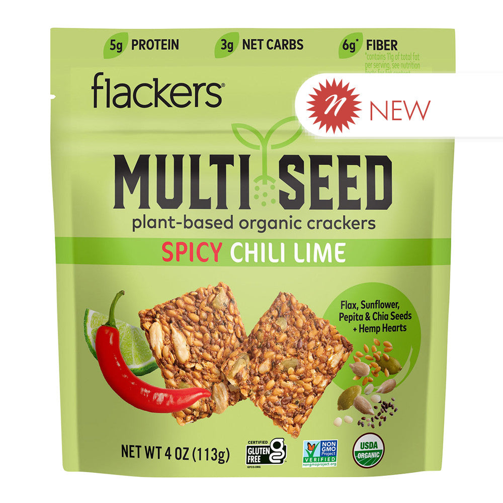 Wholesale Flackers - Multi Seed Crack Spicy Chili Lime - 4Oz- Bulk