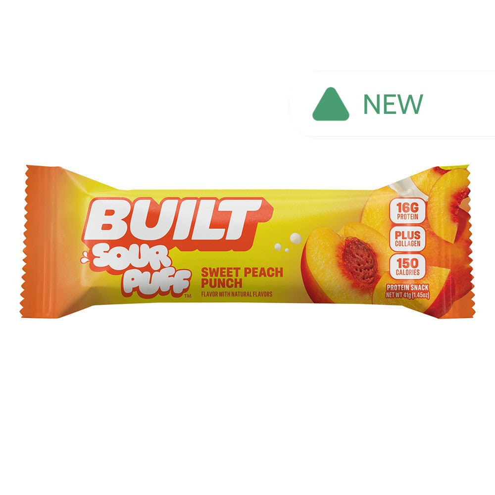 Wholesale Built - Puff Sour Protein Bar Peach - 1.4Oz- Bulk