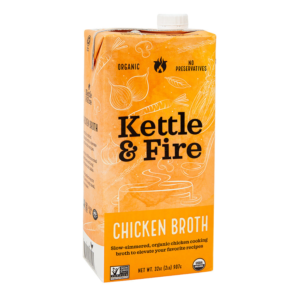 Wholesale Kettle & Fire Chicken Cooking Broth 32 Oz Carton- Bulk