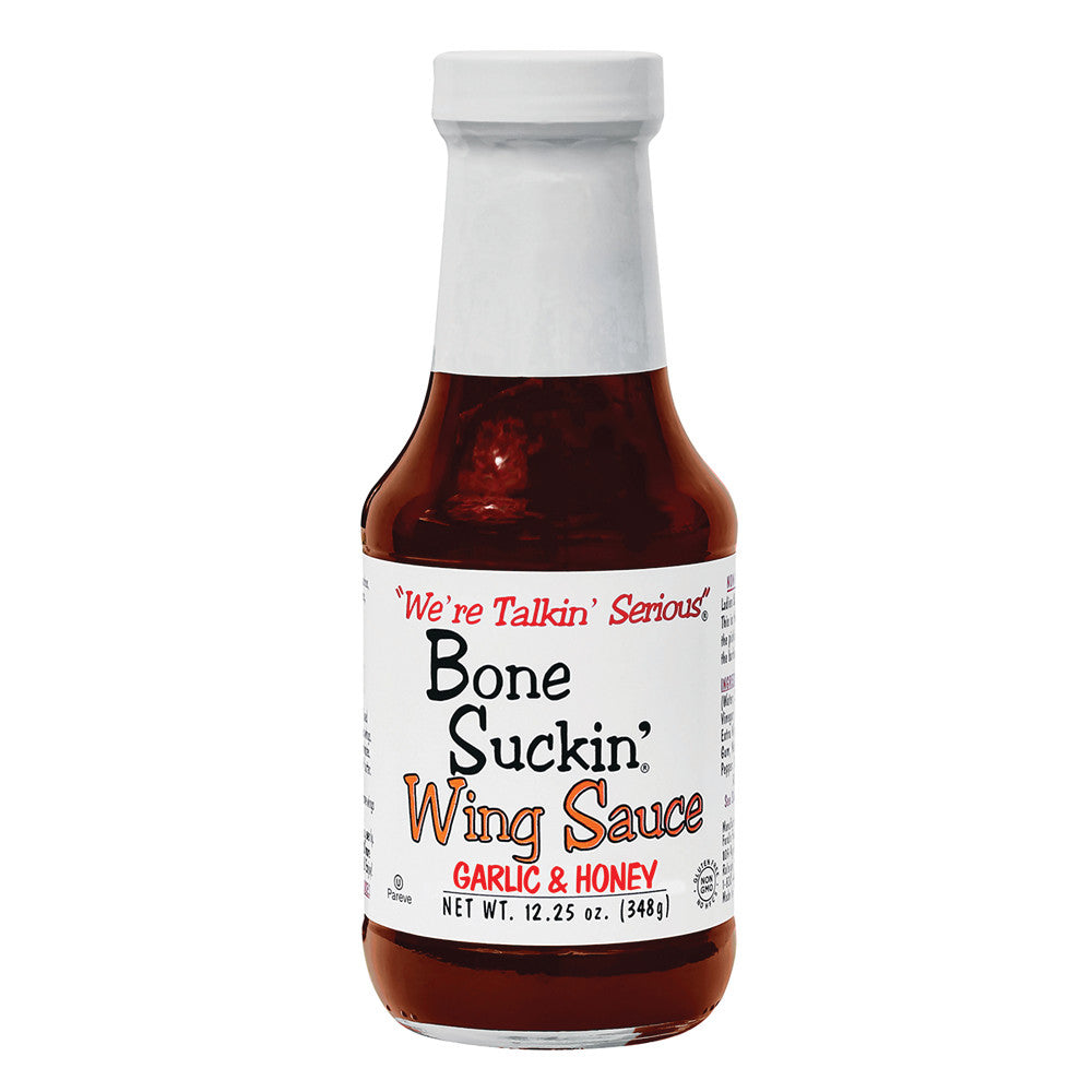 Wholesale Bone Suckin' Wing Sauce Garlic & Honey 12.25 Oz Bottle- Bulk