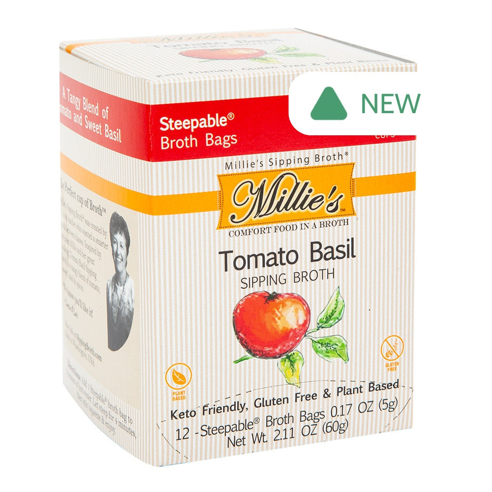 Wholesale Millie'S Sipping Broth Tomato Basil 12 Count Box- Bulk