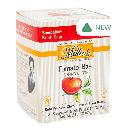 Wholesale Millie'S Sipping Broth Tomato Basil 12 Count Box- Bulk