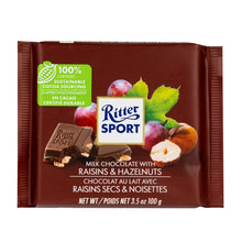 Wholesale Ritter Sport Milk Chocolate With Raisins And Hazelnuts 3.5 Oz Bar- Bulk