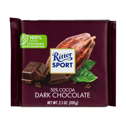 Wholesale Ritter Sport 50% Dark Chocolate 3.5 Oz Bar- Bulk