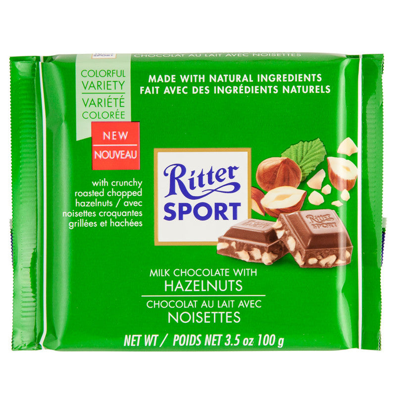 Wholesale Ritter Sport Milk Chocolate With Chopped Hazelnuts 3.5 Oz Bar- Bulk