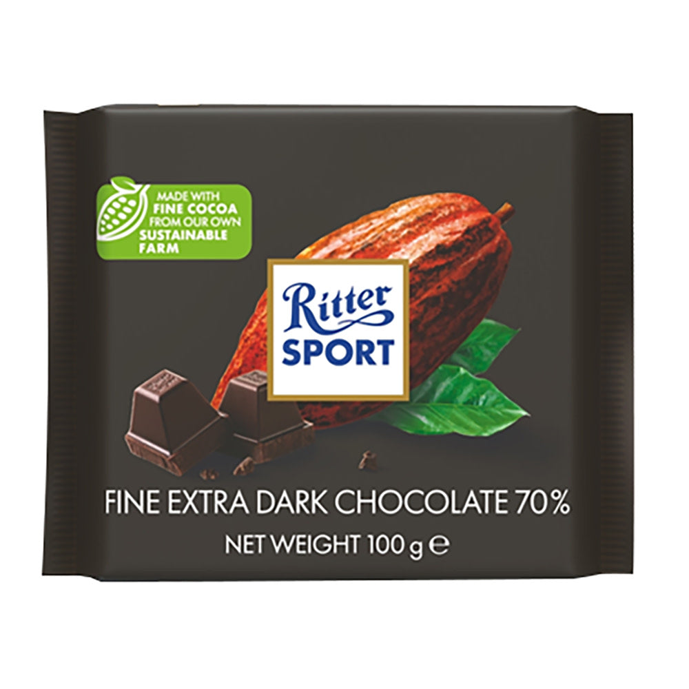 Wholesale Ritter Sport Fine Extra Dark Chocolate 70% Bar 3.5 Oz- Bulk