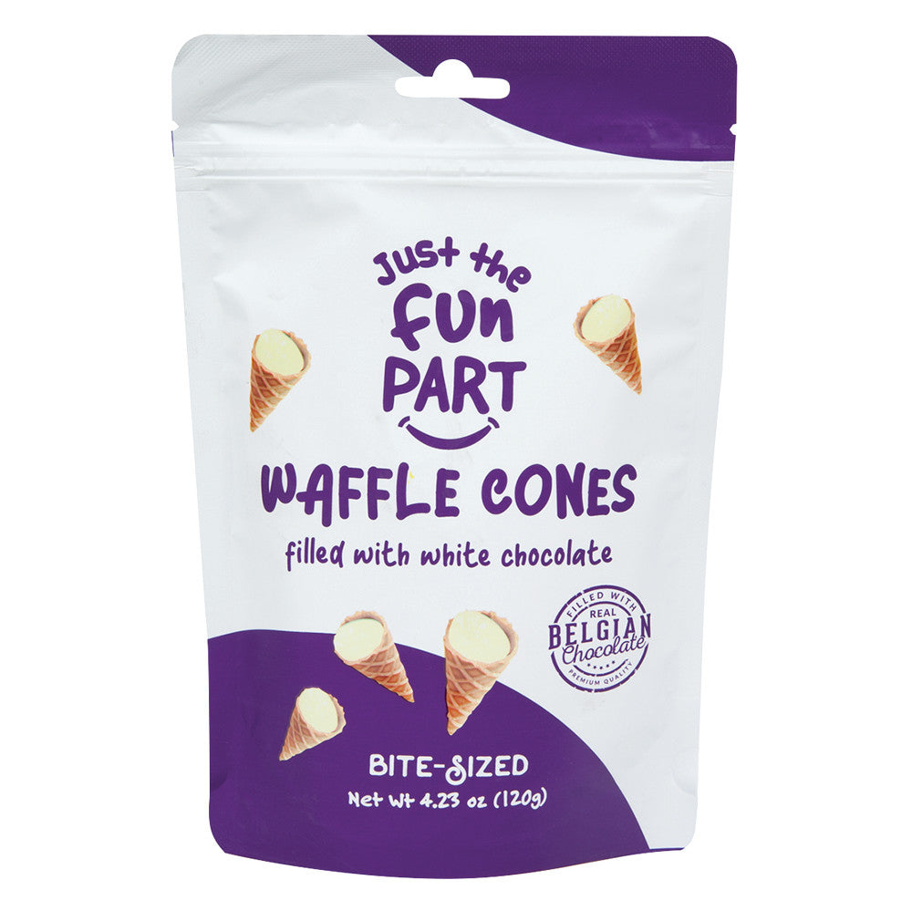Wholesale Just The Fun Part White Chocolate Mini Waffle Cones 4.23 Oz Peg Bag- Bulk