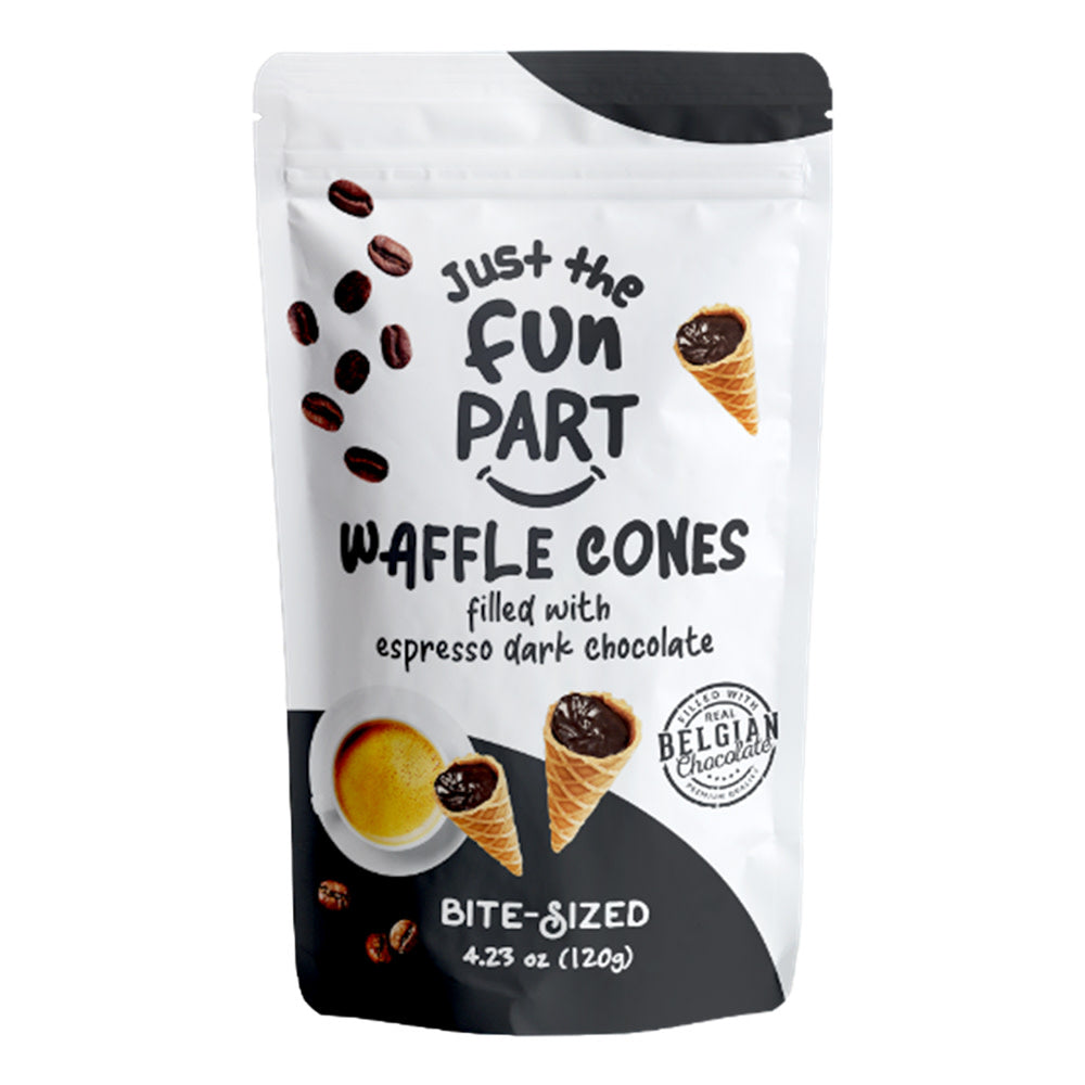 Wholesale Just The Fun Part Espresso Dark Chocolate Waffle Cones 4.23 Oz Bag- Bulk