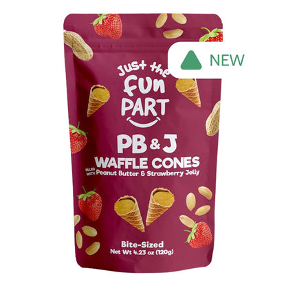 Wholesale Just The Fun Part Peanut Butter And Strawberry Jelly Waffle Cones 4.23 Oz Bag- Bulk