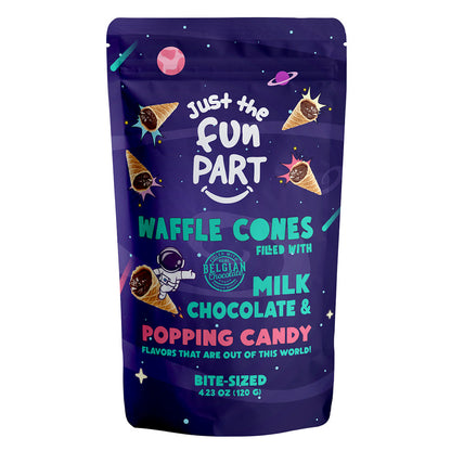 Wholesale Just The Fun Part Milk Chocolate And Popping Candy Waffle Cones 4.23 Oz Bag- Bulk