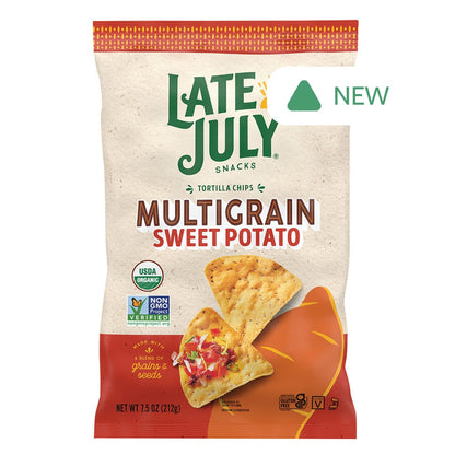 Wholesale Late July Multigrain Sweet Potato Tortilla Chips 7.5 Oz Bag- Bulk
