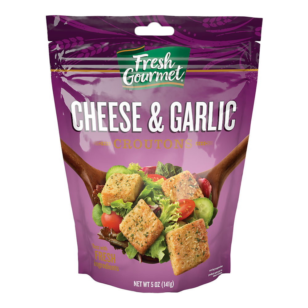 Wholesale Fresh Gourmet Cheese & Garlic Croutons 5 Oz Pouch- Bulk