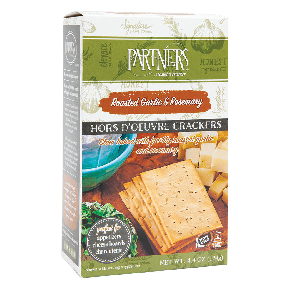 Wholesale Partners Roasted Garlic & Rosemary Hors Doeuvre Crackers 4.4 Oz Box- Bulk