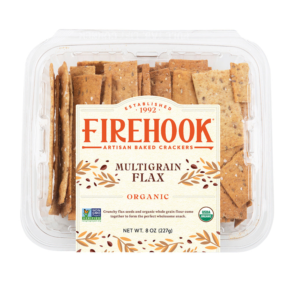 Wholesale Firehook Multigrain Flax Crackers 8 Oz Tub- Bulk