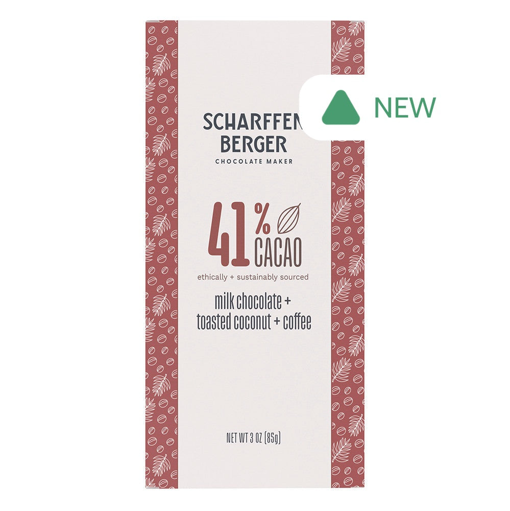 Wholesale Scharffen Berger 41% Cacao Milk Chocolate Toasted Coconut Coffee 3 Oz Bar- Bulk