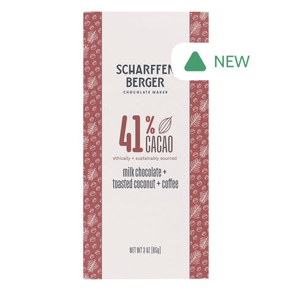 Wholesale Scharffen Berger 41% Cacao Milk Chocolate Toasted Coconut Coffee 3 Oz Bar- Bulk