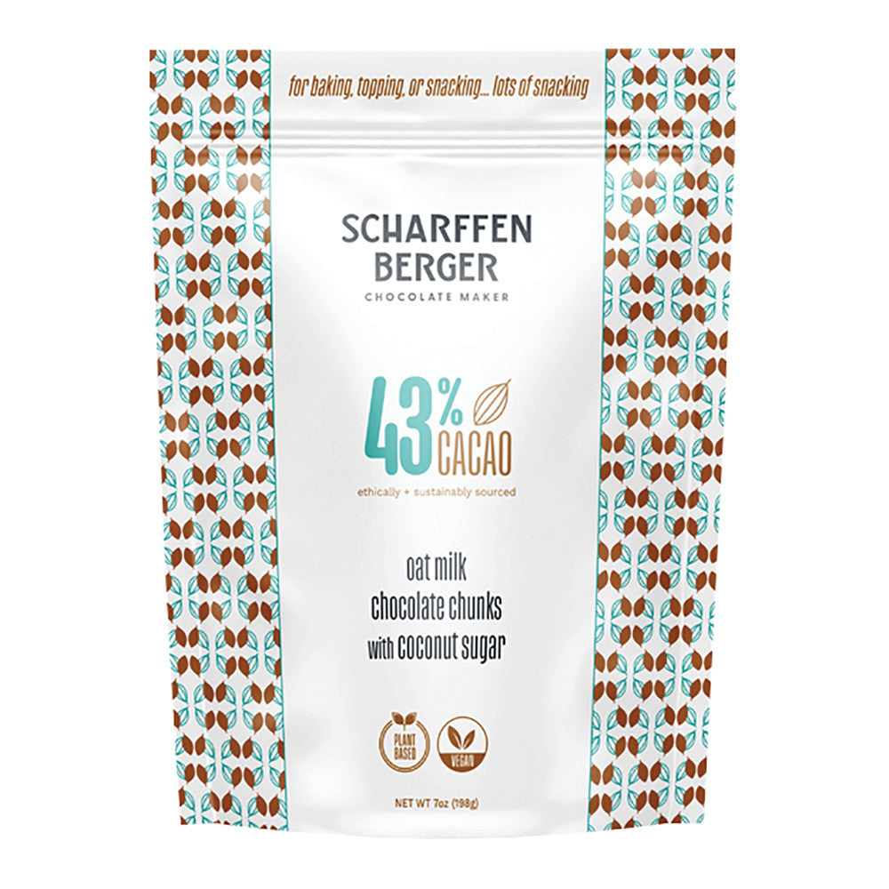 Wholesale Scharffen Chocolate Chunks 43% Cacao With Oat Milk & Coconut Sugar 7 Oz Pouch- Bulk