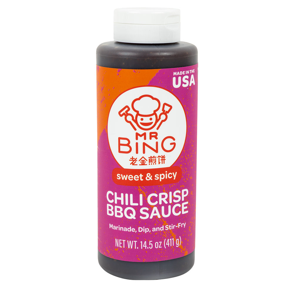 Wholesale Mr Bing Sweet & Spicy Chili Crisp Bbq Sauce 14.5 Oz Bottle- Bulk